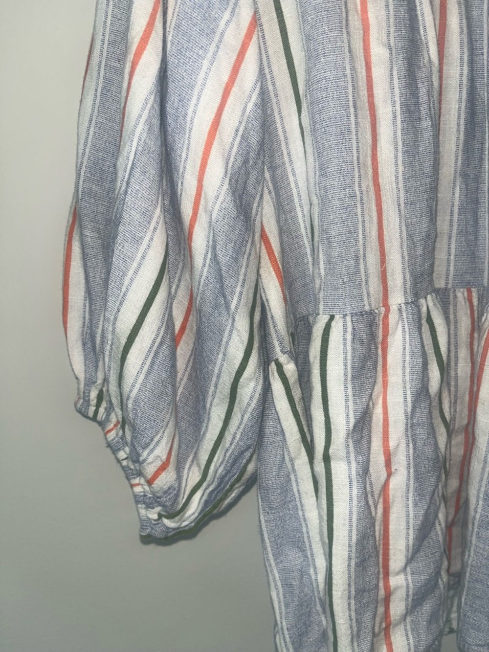 Ces Femme White Shirt with Blue, Green & Orange Stripes - Picture 2 of 4